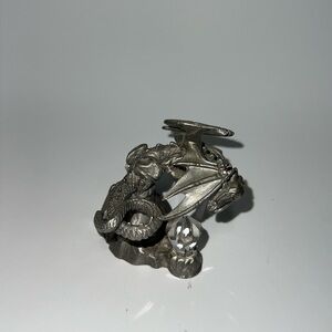 Spoontiques Vintage 1986 Pewter Wing Dragon Crystal CM 625 Figurine